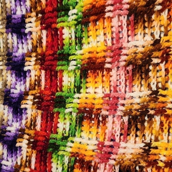 Crocheted Afghan Bedspread multi color 1970s Huge - Picture 3 of 4